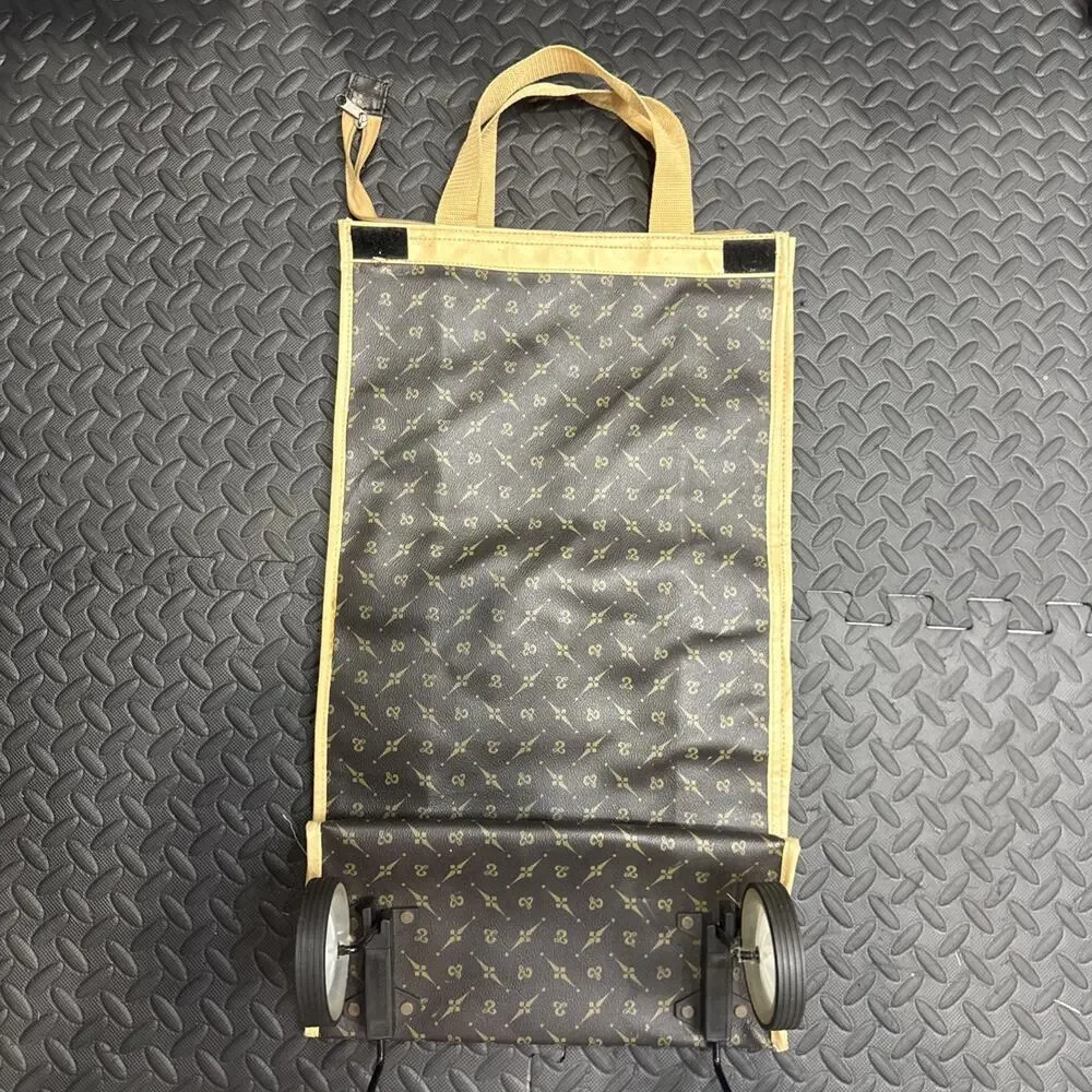 Vintage Monogrammed Folding Garment Bag/Cart w/Rolling Wheels 23” H